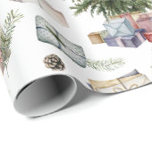 Waterverf WinterkerstFeestdagen Cadeaupapier (Rol Hoek)