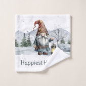 Waterverf winterkerstkabouter bad handdoek (Wasdoekje)
