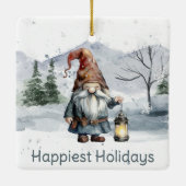 Waterverf winterkerstkabouter keramisch ornament (Achterkant)