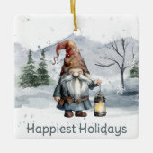 Waterverf winterkerstkabouter keramisch ornament (Voorkant)