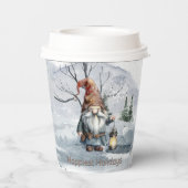 Waterverf winterkerstkabouter papieren bekers (Achterkant)