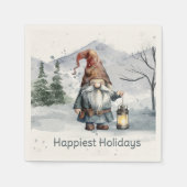 Waterverf winterkerstkabouter servet (Voorkant)