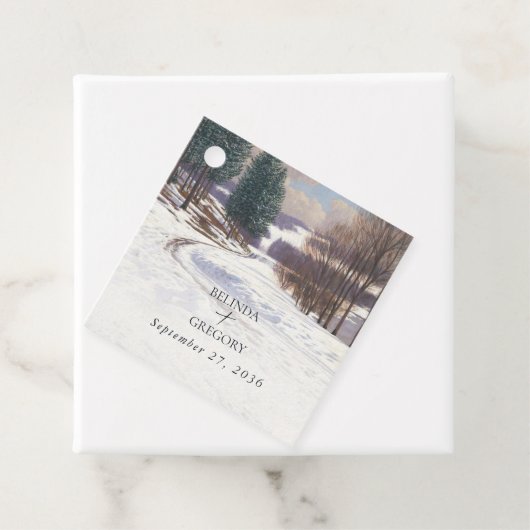 Waterverf winterlandschap bruiloft bedankjes labels (In situ)