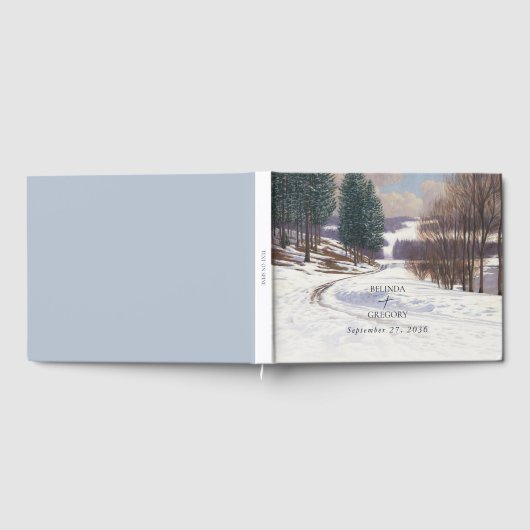 Waterverf winterlandschap bruiloft gastenboek (Volledig)