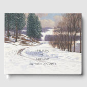 Waterverf winterlandschap bruiloft gastenboek (Voorkant)