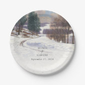 Waterverf winterlandschap bruiloft papieren bordje (Voorkant)
