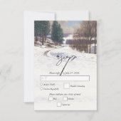 Waterverf winterlandschap bruiloft RSVP kaartje (Voorkant)