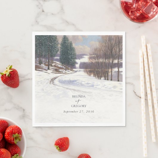 Waterverf winterlandschap bruiloft servet (Insitu)