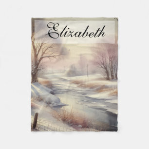Waterverf winterlandschap Fleece Deken