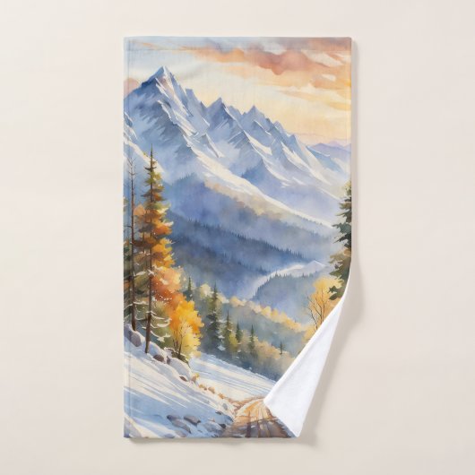 Waterverf winterlandschap handdoek (Handdoek)