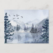 Waterverf winterlandschap in het bergmeer feestdagenkaart (Voorkant)