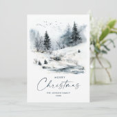 Waterverf Winterlandschap Kerst Feestdagenkaart (Staand voorkant)