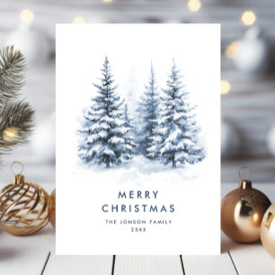 Waterverf Winterlandschap Kerst Feestdagenkaart