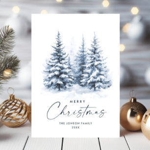 Waterverf Winterlandschap Kerst Feestdagenkaart
