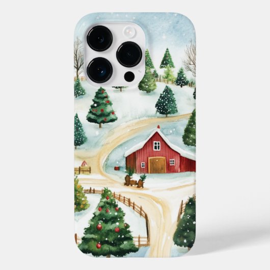 Waterverf winterlandschap met brandbomen Case-Mate iPhone case (Achterkant)