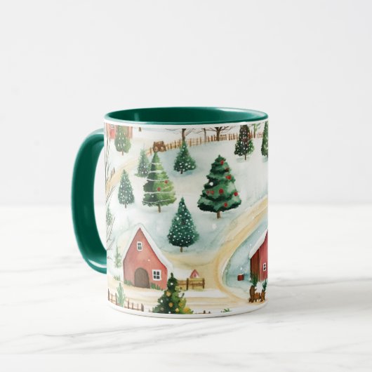 Waterverf winterlandschap met brandbomen mok (Voorkant links)