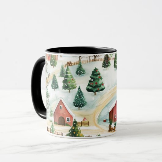 Waterverf winterlandschap met brandbomen mok (Voorkant links)