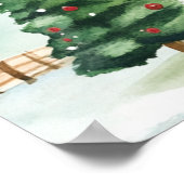 Waterverf winterlandschap met brandbomen poster (Hoek)