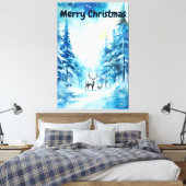 Waterverf Winterlandschap Noordpool Kerstmis Canvas Afdruk (Insitu (Slaapkamer))