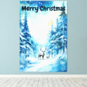 Waterverf Winterlandschap Noordpool Kerstmis Canvas Afdruk (Insitu (Houten vloer))
