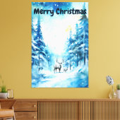 Waterverf Winterlandschap Noordpool Kerstmis Canvas Afdruk (Insitu (Woonkamer))