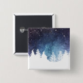 Waterverf Winterlandschapsfeestdag | Pin-Button Vierkante Button 5,1 Cm (Voorkant /achterkant)