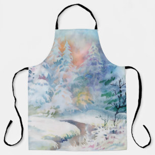 Waterverf winterlandschapsillustratie schort