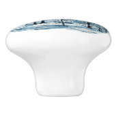 Waterverf winterscène in het bos keramische knop (Zijkant)