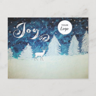 Waterverf Winterscène Joy corporate logo Holiday Feestdagenkaart