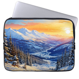 waterverf winterse ochtendlaptophoezen laptop sleeve
