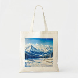 waterverf wintersport achtergrond besneeuwd tote bag