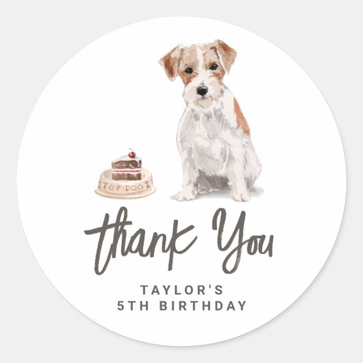 Waterverf Wire Haired Jack Russell Dank u Ronde Sticker (Voorkant)