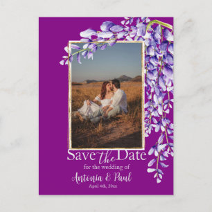 Waterverf Wisteria Bewaar de datum Foto Briefkaart