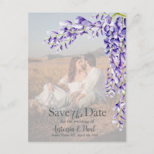 Waterverf Wisteria Bewaar de datum Foto Briefkaart