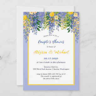 Waterverf Wisteria Bloemen Bruidspaar Shower Kaart