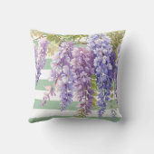 Waterverf Wisteria Bloemrijke groene strips Kussen (Achterkant)