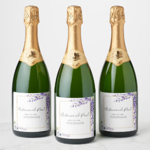 Waterverf Wisteria Blooms Wedding Sparkling Wijnetiket