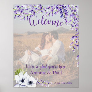 Waterverf Wisteria bruiloft welkomstfoto Poster