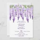 Waterverf Wisteria Floral Elegant Modern Wedding Kaart (Voorkant)