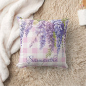 Waterverf wisteria floral pink white check kussen (Deken)
