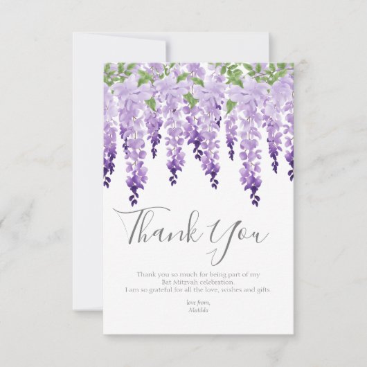 Waterverf Wisteria Foto | Bat Mitzvah Bedankkaart (Voorkant)