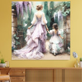 Waterverf Wisteria Garden Canvas Afdruk (Insitu (Woonkamer))
