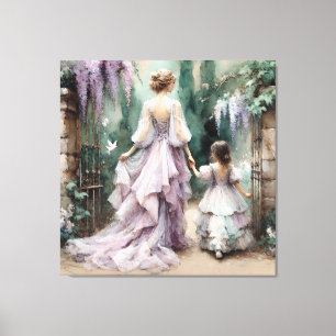 Waterverf Wisteria Garden Canvas Afdruk