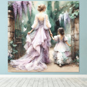 Waterverf Wisteria Garden Canvas Afdruk (Insitu (Houten vloer))