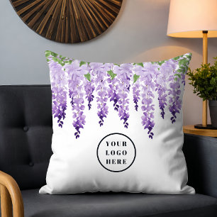 Waterverf Wisteria gepersonaliseerd Uw Logo toevoe Kussen