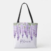 Waterverf Wisteria gepersonaliseerde naam Draagtas (Achterkant)