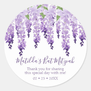 Waterverf Wisteria Hartelijk dank   Bat Mitzvah Ronde Sticker