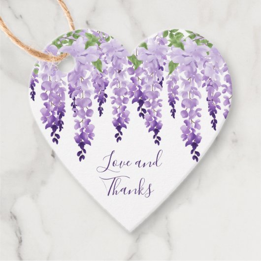 Waterverf Wisteria Hartelijk dank | Weddenschap Bedankjes Labels (Voorkant)