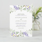 Waterverf Wisteria Huwelijksuitnodiging Kaart (Staand voorkant)