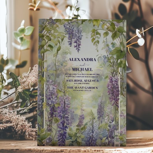Waterverf Wisteria Paarse Lila Floral Wedding Kaart